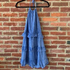 NWOT Lulus backless blue ruffle dress